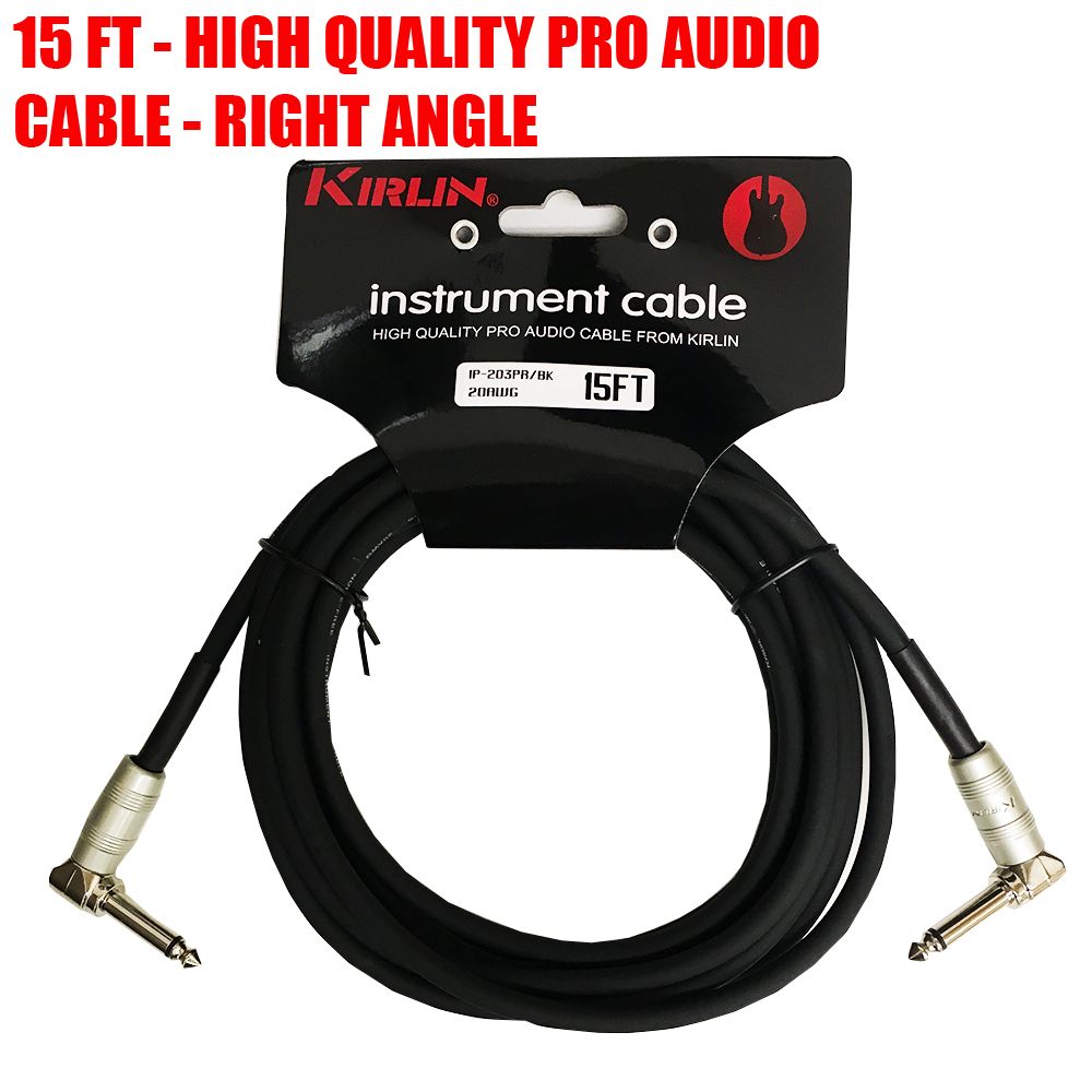 NEW Kirlin 15 FT Cable RightAngle Electric Patch Cord Guitar +Free